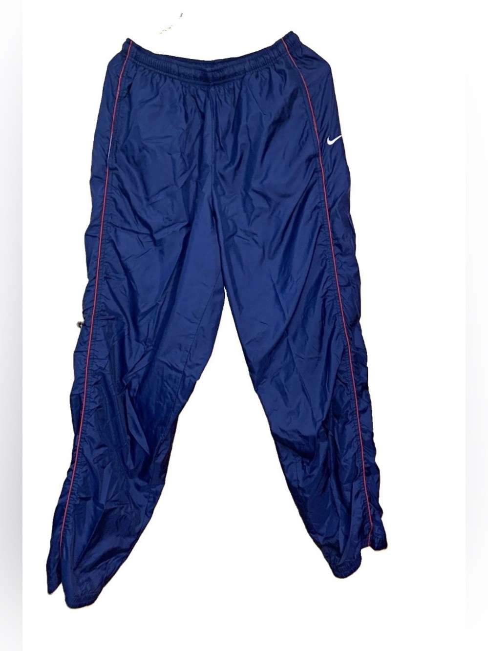 90s Y2K Vintage Nike Men’s Bluew/red piping Nylon Windbreaker Track Pants Size M